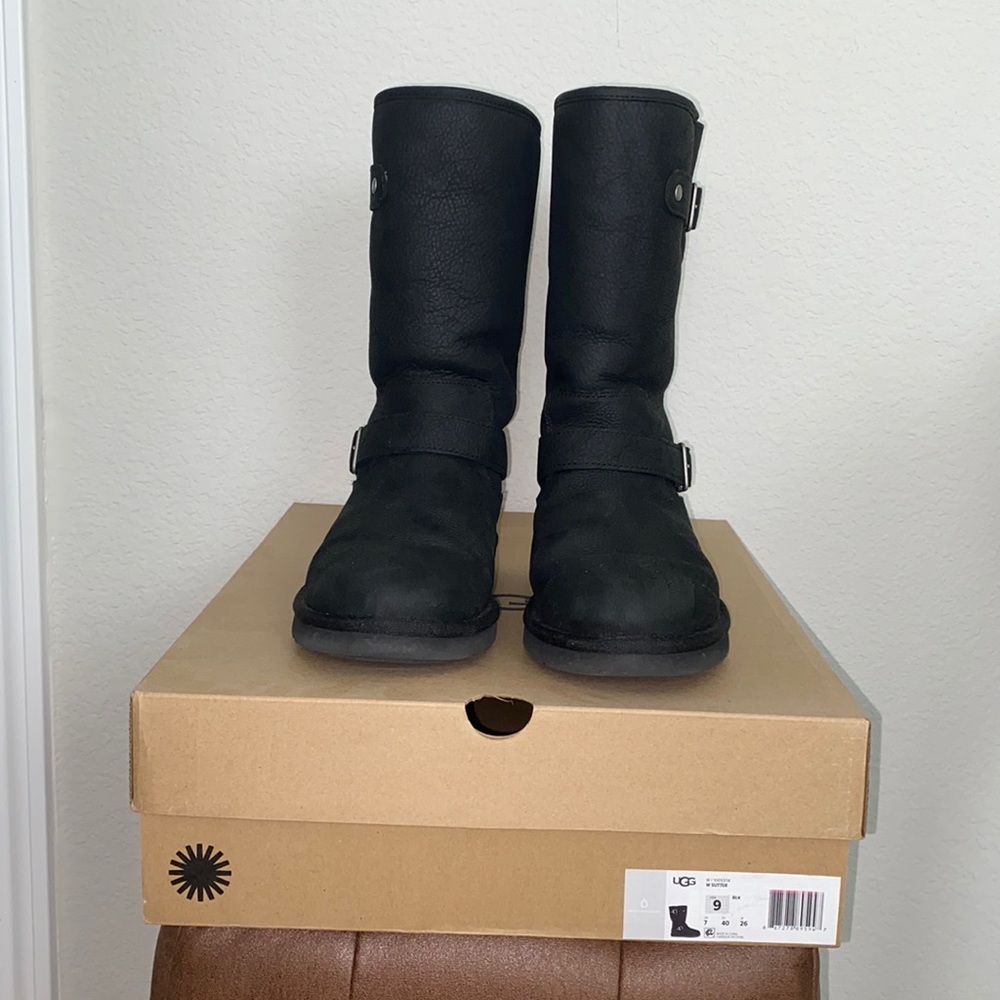 UGG Sutter Water Resistant Leather Boot 🖤🕶️🏍️